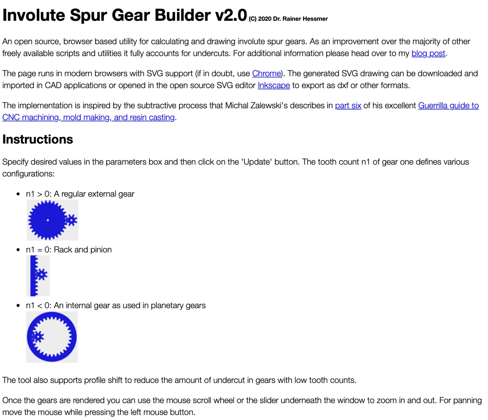 Involute Spur Gear Builder v2.0